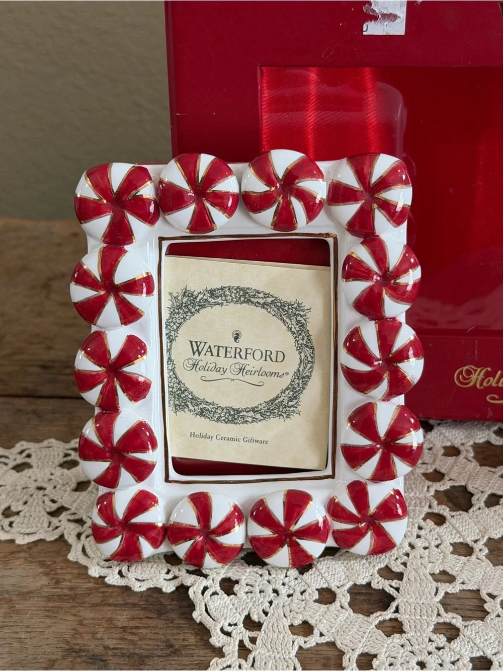 Waterford Peppermint Holiday Frames in Red & Green